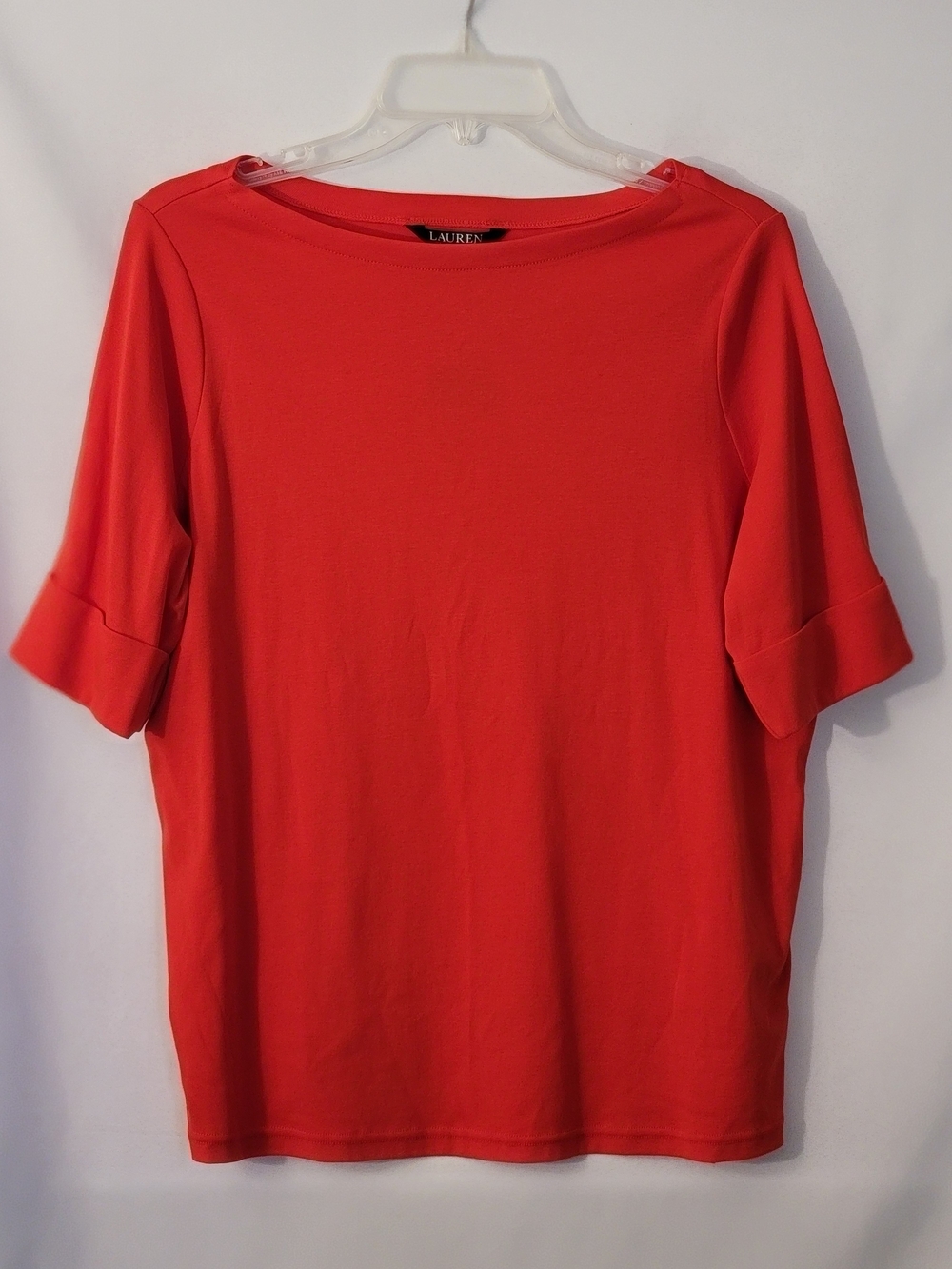 NWT Lauren Ralph Lauren Red Boatneck Short Sleeve Top Size 1X